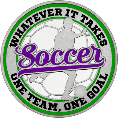Purple "Soccer" with Green Outer Circular Borders